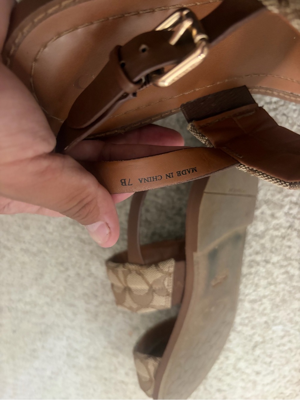 Coach Brown Signature Canvas Slingback Sandals - Picture 5 of 5